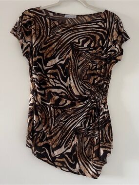 Vintage Bleeker & Mcdougal Animal-Print Asymmetrical Top